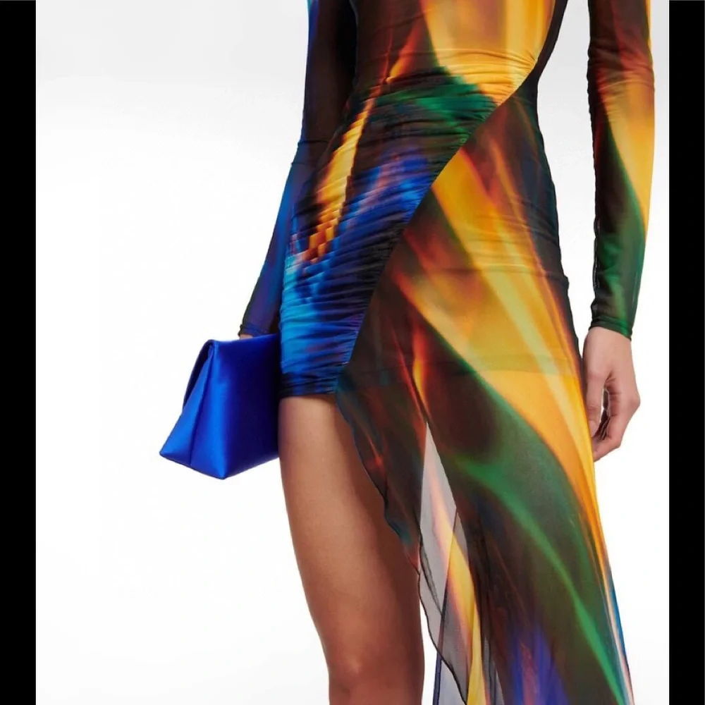 Asymmetric Flame long sleeve Tulle Dress - Picture 2 of 9